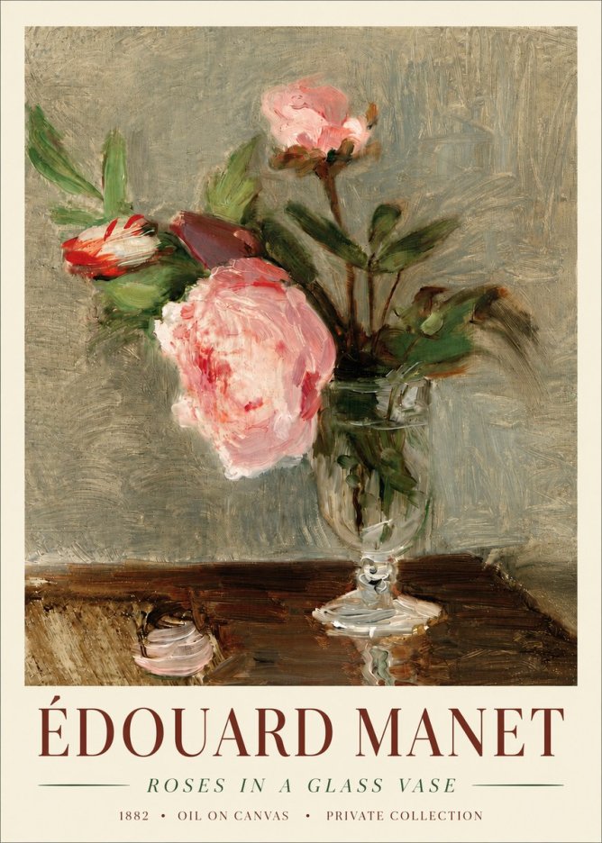 Édouard Manet Roses in a Glass Vase No4 - Poszter