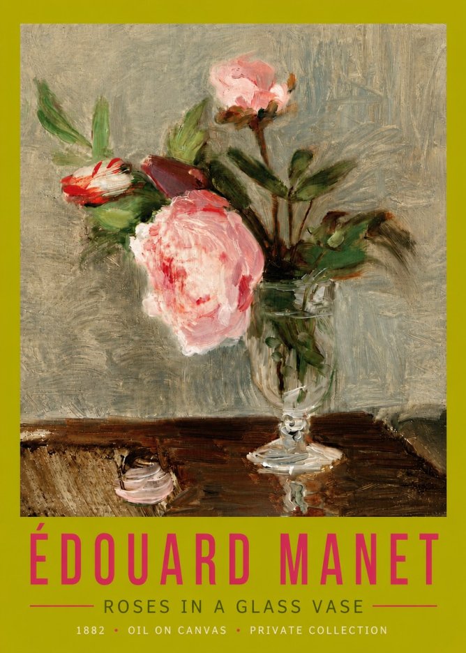 Édouard Manet Roses in a Glass Vase No5 - Poszter