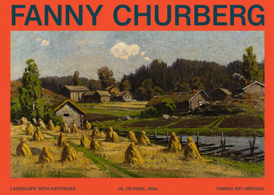Fanny Churberg Landscape with Haystacks No2 - Poszter