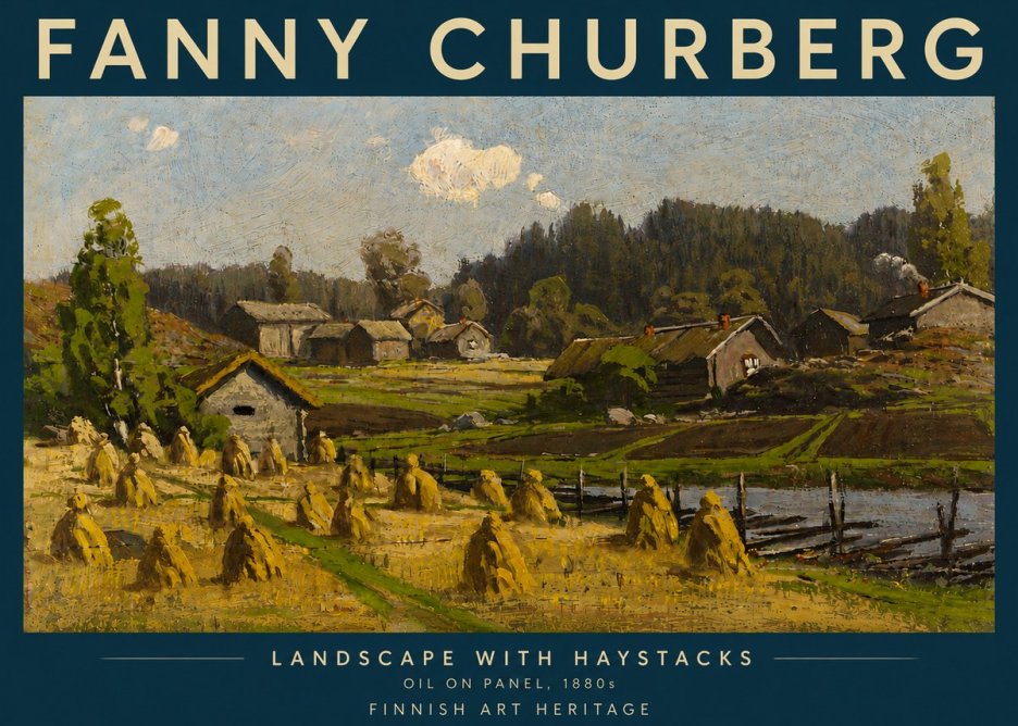 Fanny Churberg Landscape with Haystacks No5 - Poszter
