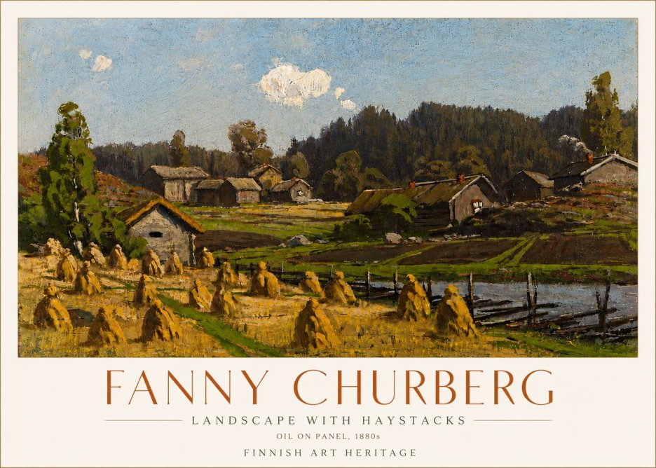 Fanny Churberg Landscape with Haystacks No6 - Poszter