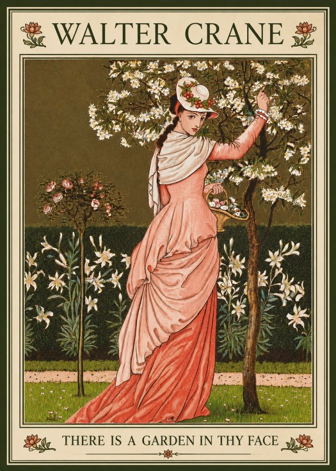 Walter Crane There Is a Garden in Thy Face II No3 - Poszter