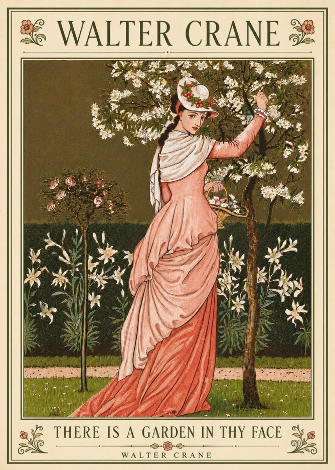 Walter Crane There Is a Garden in Thy Face II No6 - Poszter