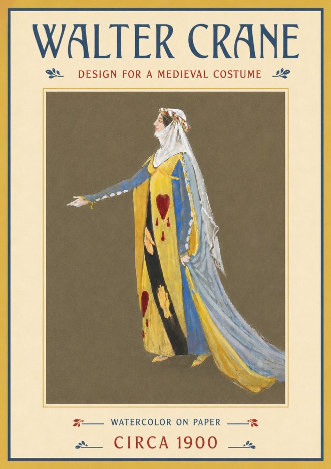 Walter Crane Design for a Medieval Costume No5 - Poszter