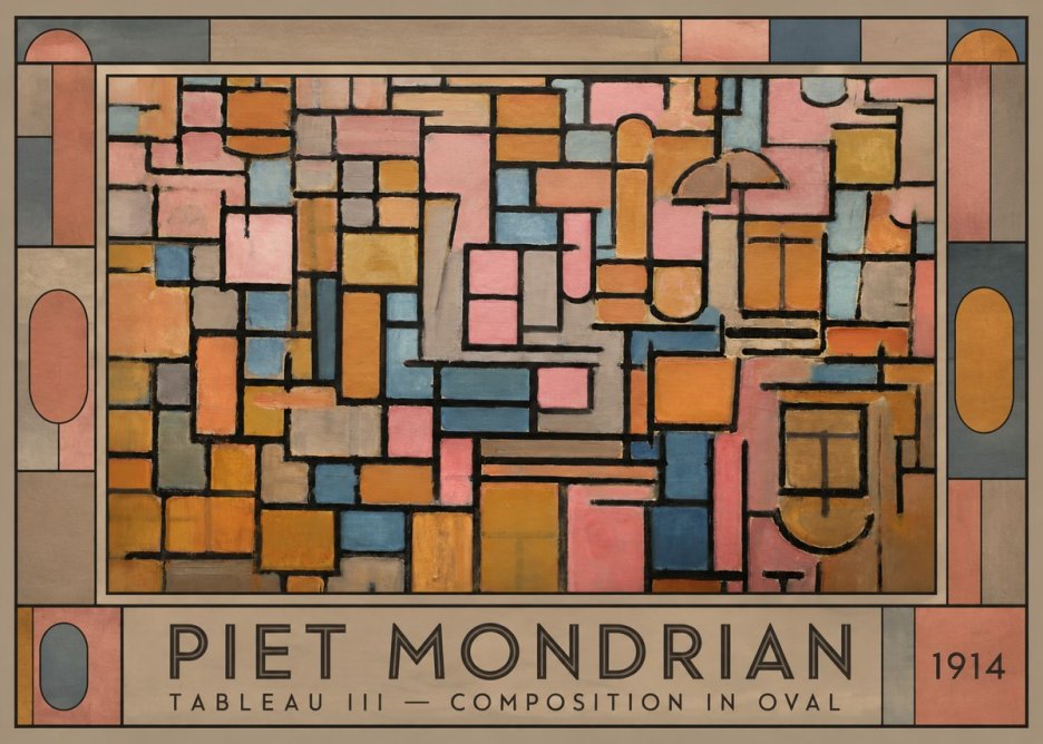 Piet Mondrian Tableau Iii — Composition in Oval No1 - Poszter