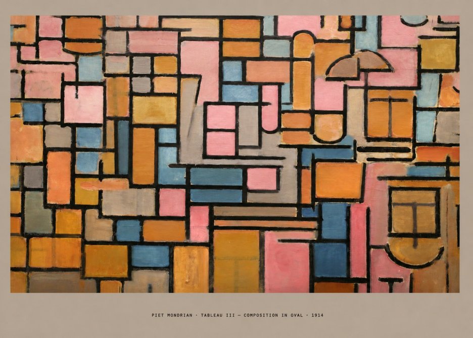 Piet Mondrian Tableau Iii — Composition in Oval No4 - Poszter