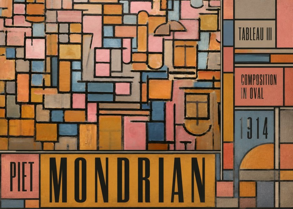 Piet Mondrian Tableau Iii — Composition in Oval No5 - Poszter