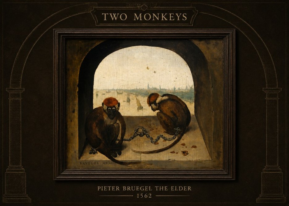 Pieter Bruegel Two Monkeys III No4 - Poszter