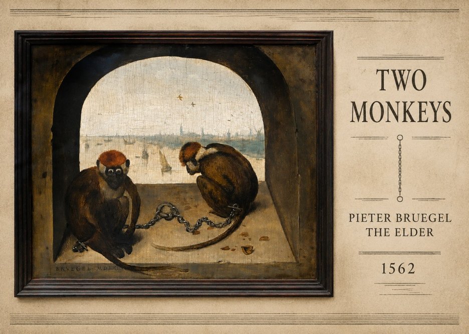 Pieter Bruegel Two Monkeys III No5 - Poszter