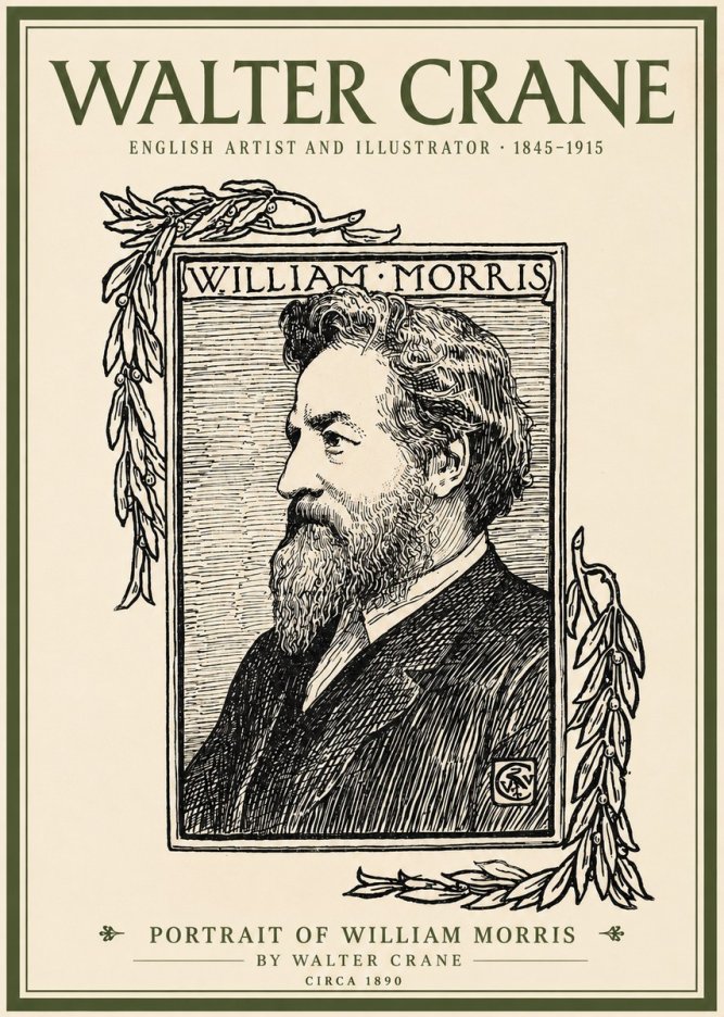 Walter Crane Portrait of William Morris No2 - Poszter