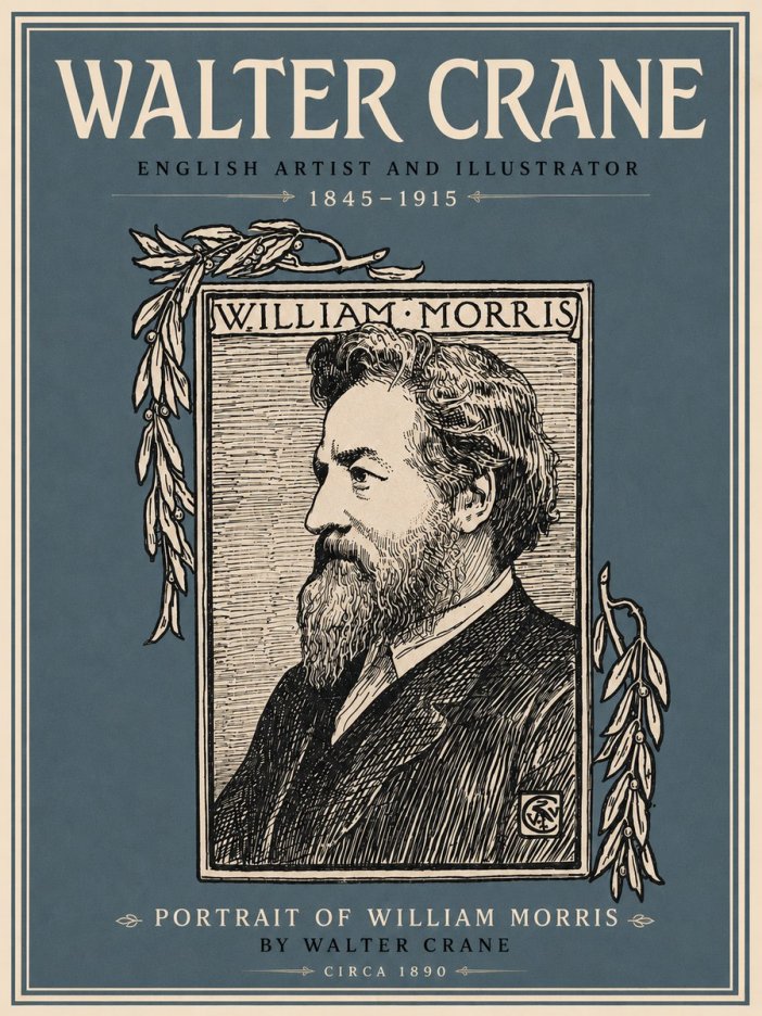 Walter Crane Portrait of William Morris No5 - Poszter