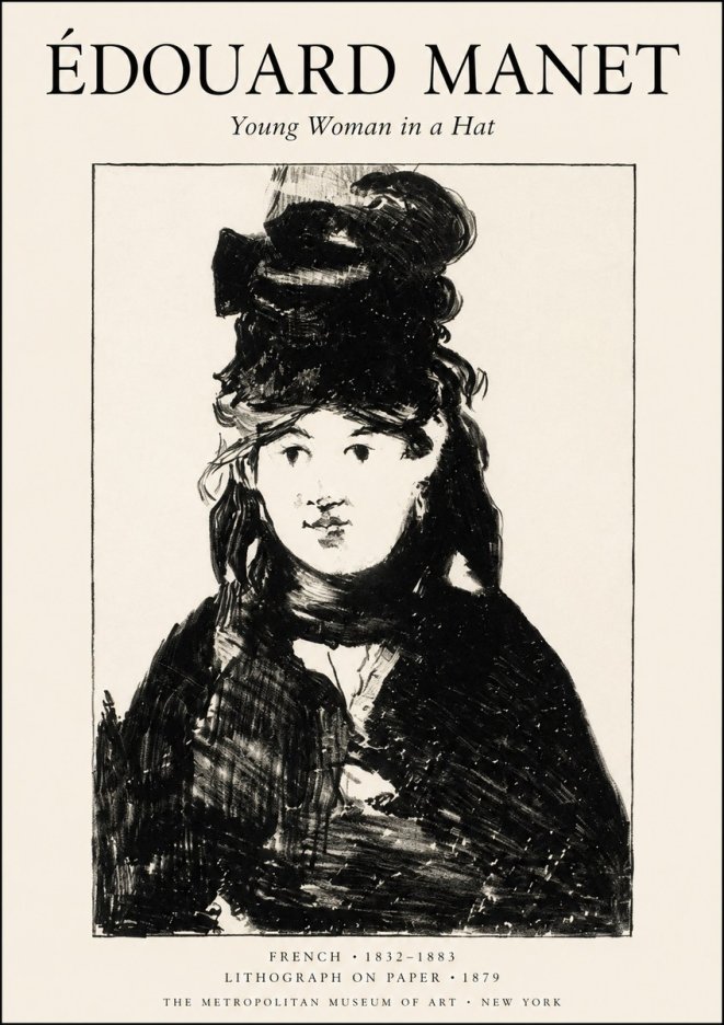 Édouard Manet Young Woman in a Hat II No1 - Poszter