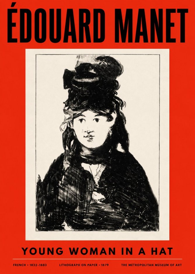 Édouard Manet Young Woman in a Hat II No2 - Poszter