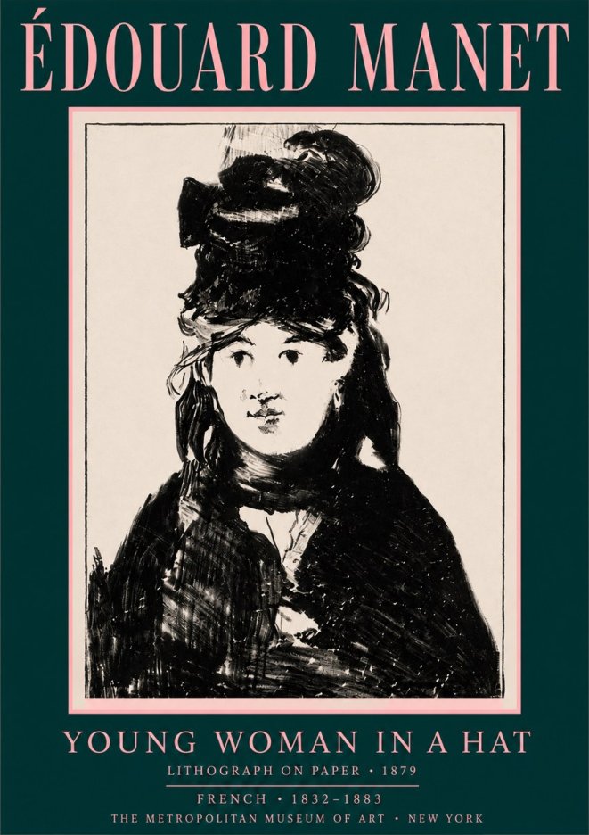 Édouard Manet Young Woman in a Hat II No4 - Poszter