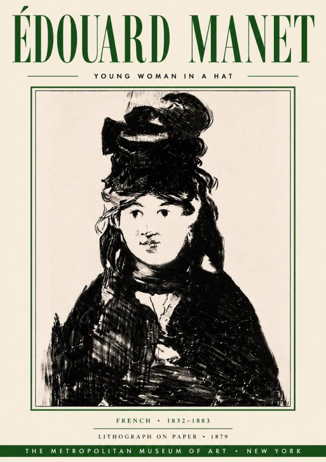 Édouard Manet Young Woman in a Hat II No6 - Poszter