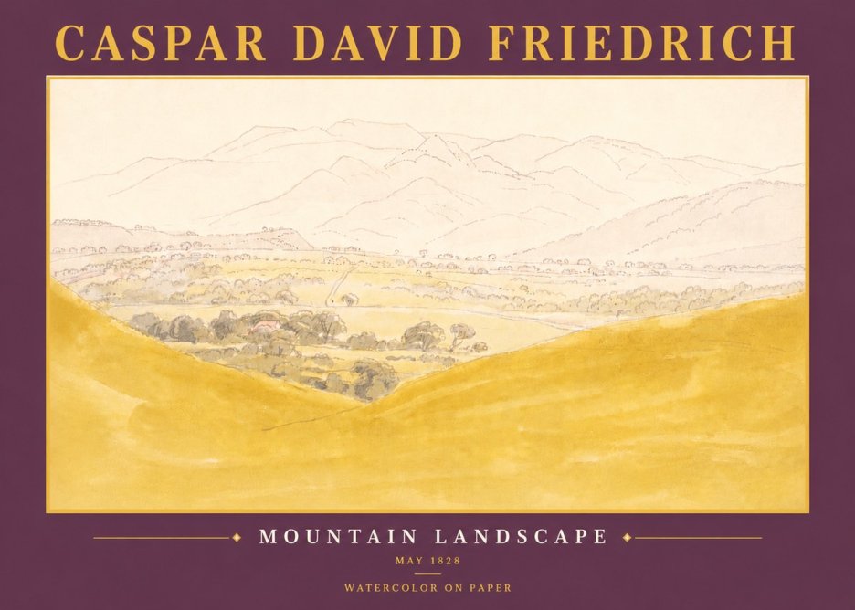 Caspar David Friedrich Mountain Landscape No6 - Poszter