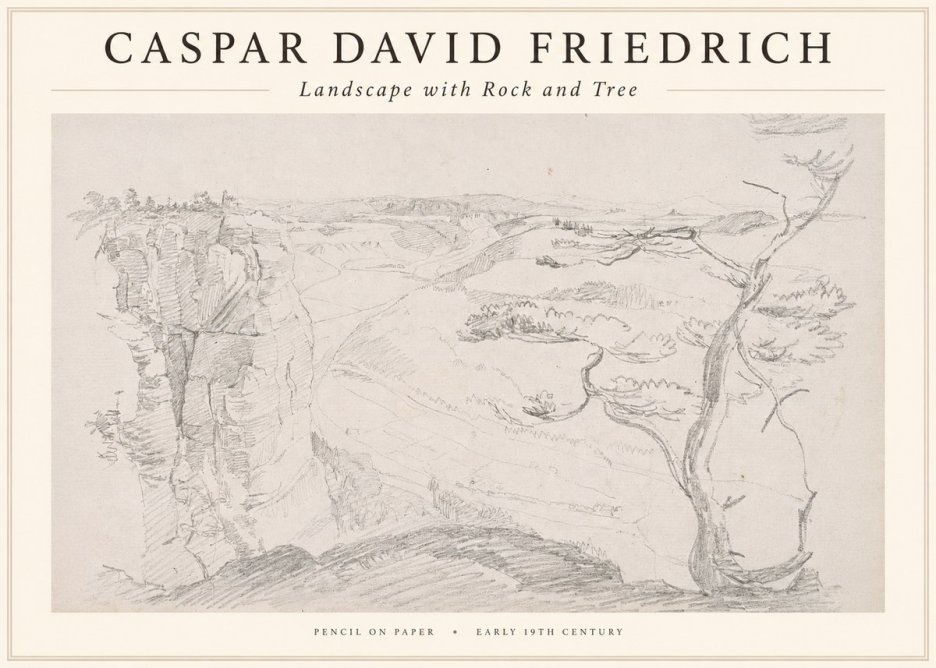 Caspar David Friedrich Landscape with Rocks and a Tree No4 - Poszter