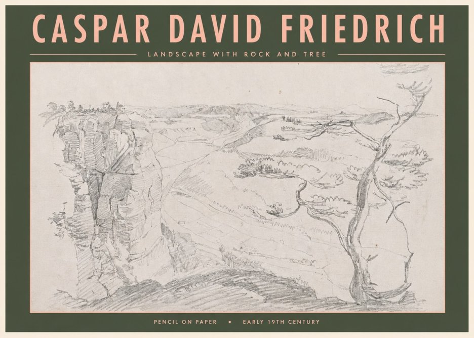 Caspar David Friedrich Landscape with Rocks and a Tree No5 - Poszter