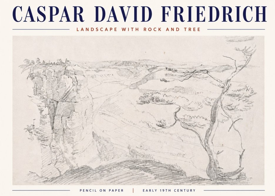 Caspar David Friedrich Landscape with Rocks and a Tree No6 - Poszter