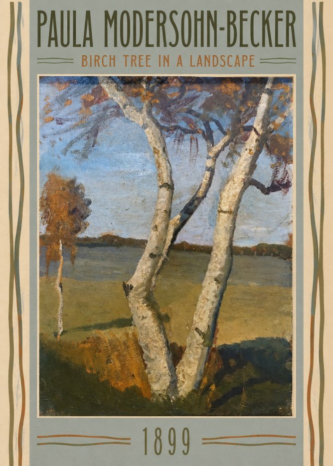 Paula Modersohn-Becker Birch Tree in a Landscape No3 - Poszter