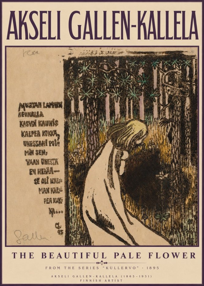 Akseli Gallen-Kallela The Beautiful Pale Flower No3 - Poszter
