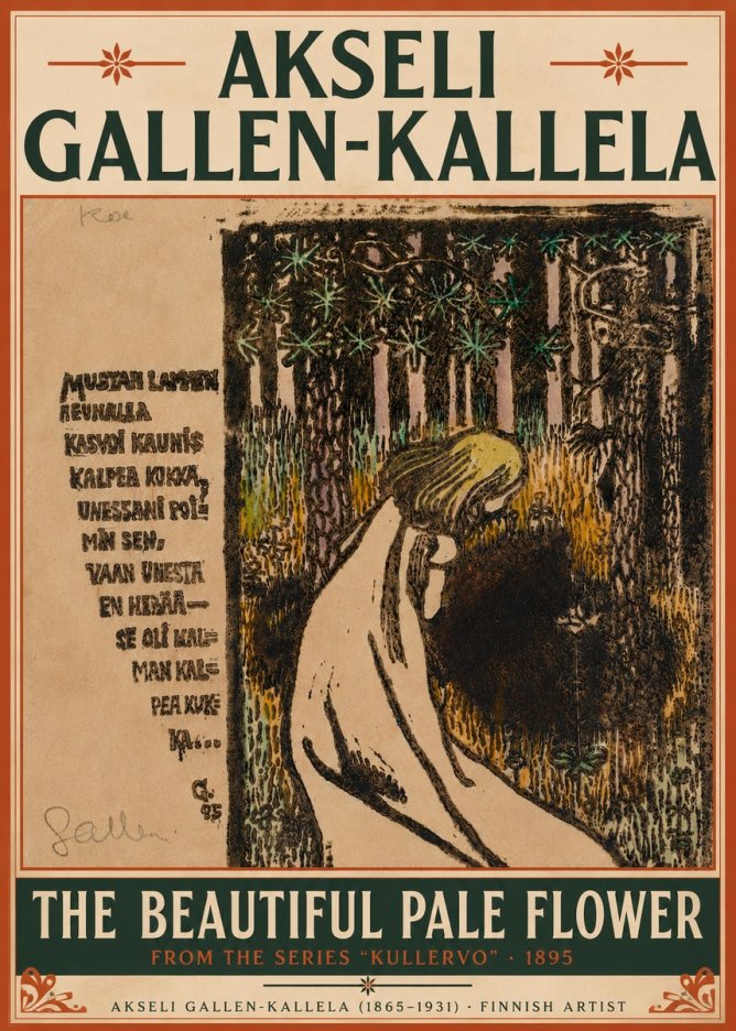 Akseli Gallen-Kallela The Beautiful Pale Flower No4 - Poszter