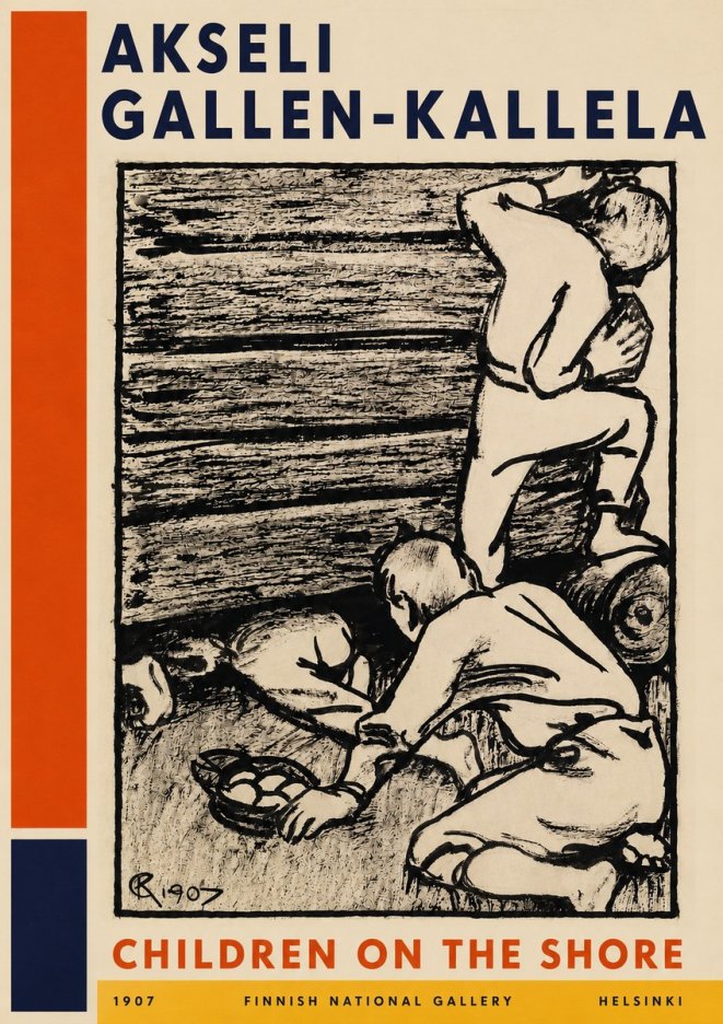 Akseli Gallen-Kallela Children on the Shore No4 - Poszter