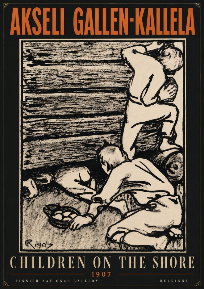 Akseli Gallen-Kallela Children on the Shore No6 - Poszter