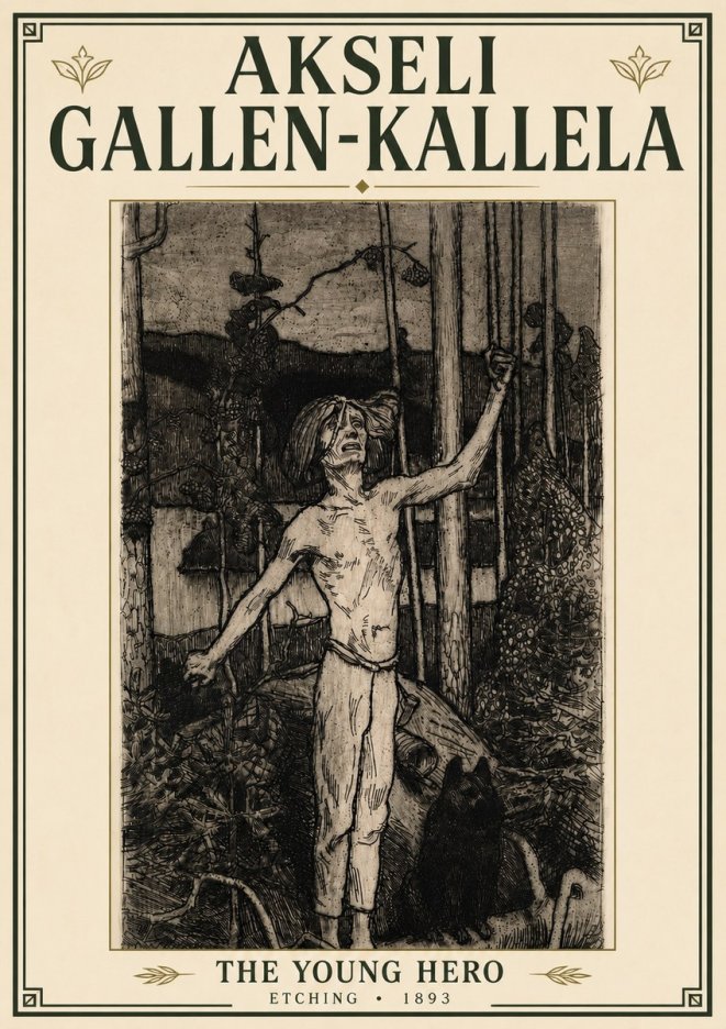 Akseli Gallen-Kallela The Young Hero No6 - Poszter