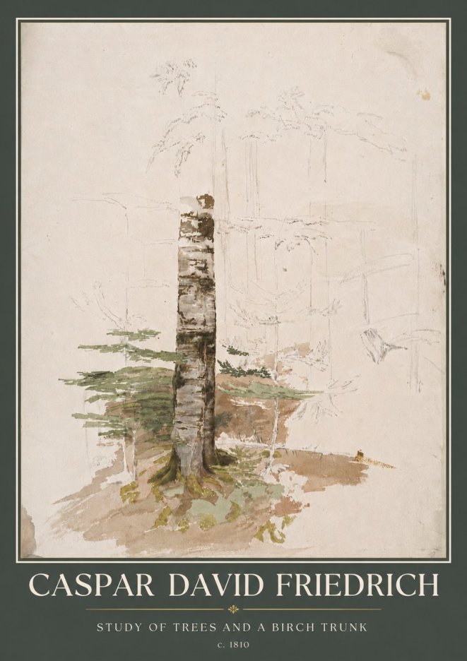 Caspar David Friedrich Study of Trees and a Birch Trunk No5 - Poszter