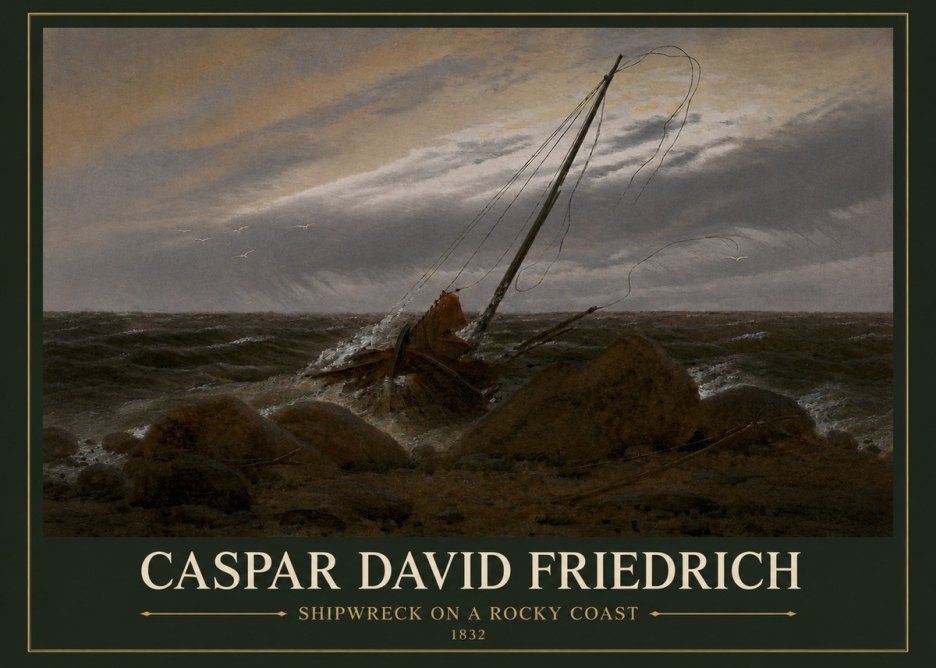 Caspar David Friedrich Shipwreck on a Rocky Coast No3 - Poszter