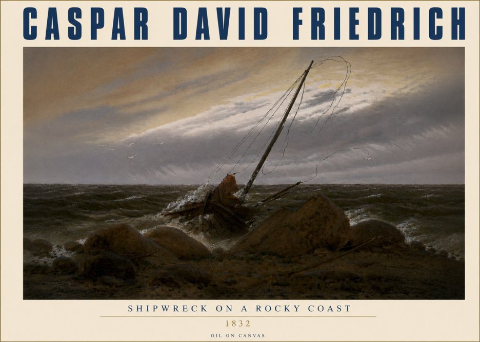 Caspar David Friedrich Shipwreck on a Rocky Coast No4 - Poszter