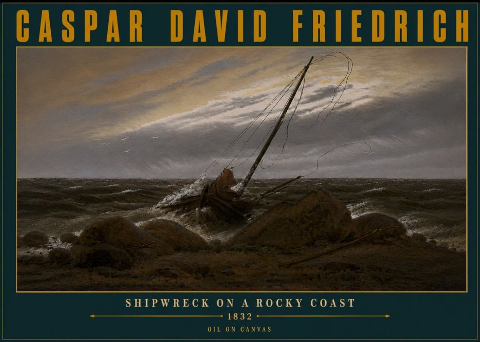 Caspar David Friedrich Shipwreck on a Rocky Coast No6 - Poszter