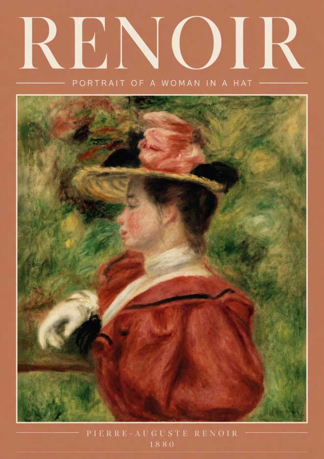 Renoir Portrait of a Woman in a Hat No4 - Poszter
