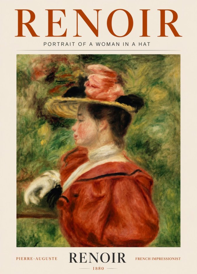 Renoir Portrait of a Woman in a Hat No5 - Poszter