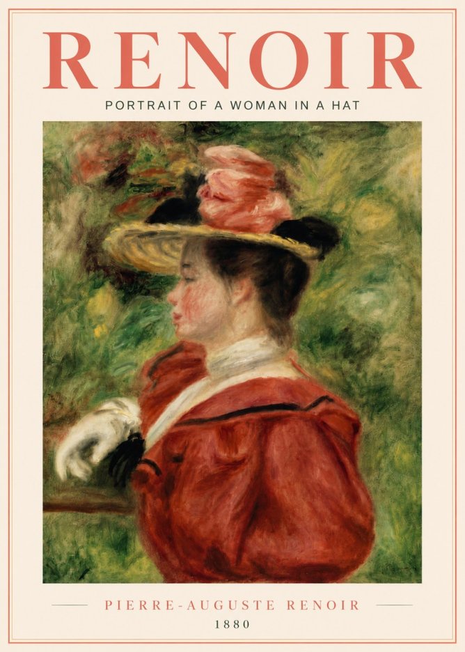 Renoir Portrait of a Woman in a Hat No6 - Poszter