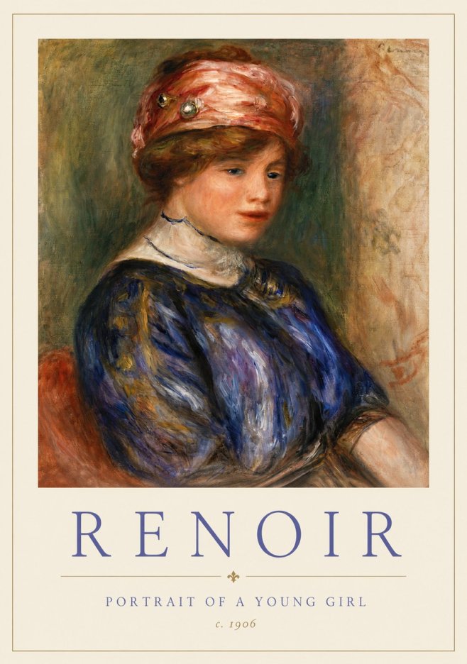 Renoir Portrait of a Young Girl II No3 - Poszter