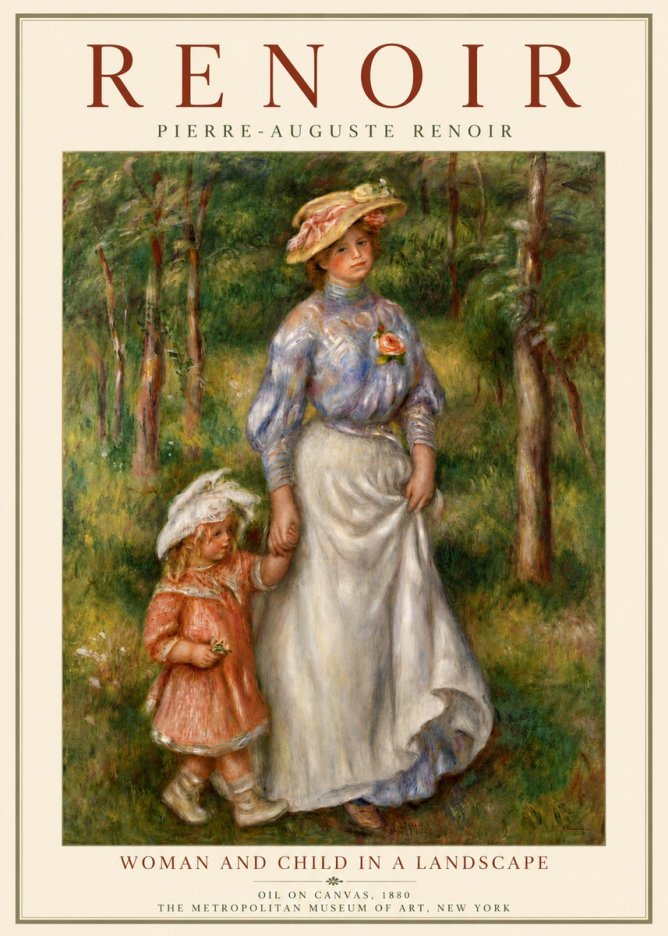 Renoir Woman and Child in a Landscape No6 - Poszter