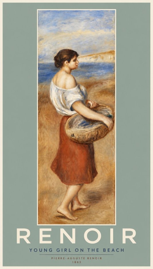 Renoir Young Girl on the Beach No2 - Poszter