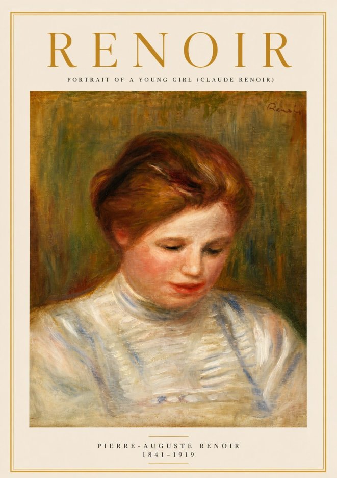 Renoir Portrait of a Young Girl (Claude Renoir) No3 - Poszter