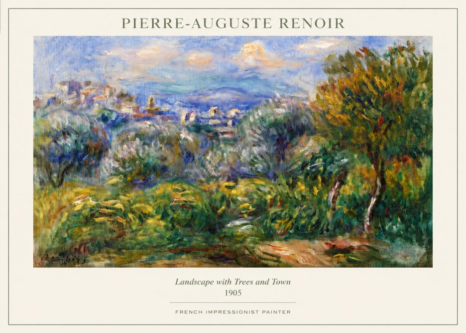 Renoir Landscape with Trees and Town No3 - Poszter