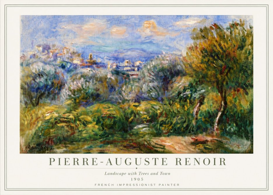 Renoir Landscape with Trees and Town No6 - Poszter