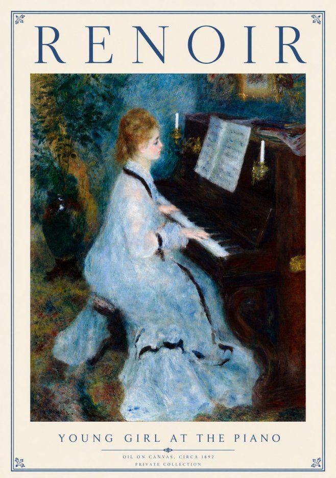 Renoir Young Girl at the Piano No4 - Poszter