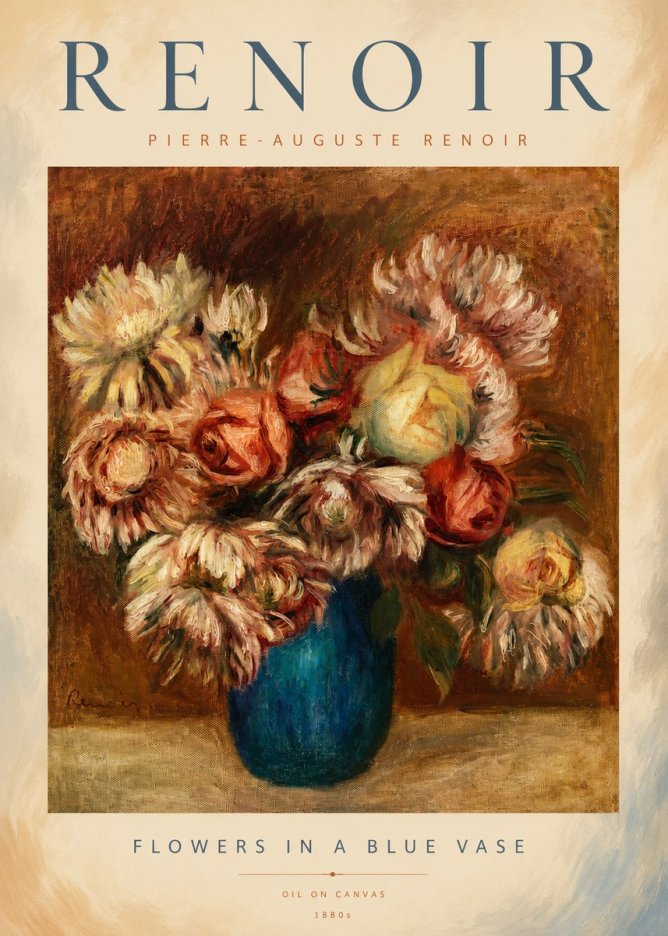 Renoir Flowers in a Blue Vase No3 - Poszter