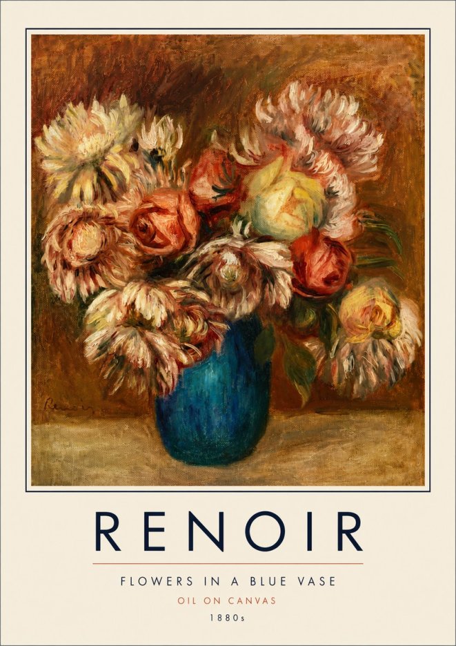 Renoir Flowers in a Blue Vase No4 - Poszter
