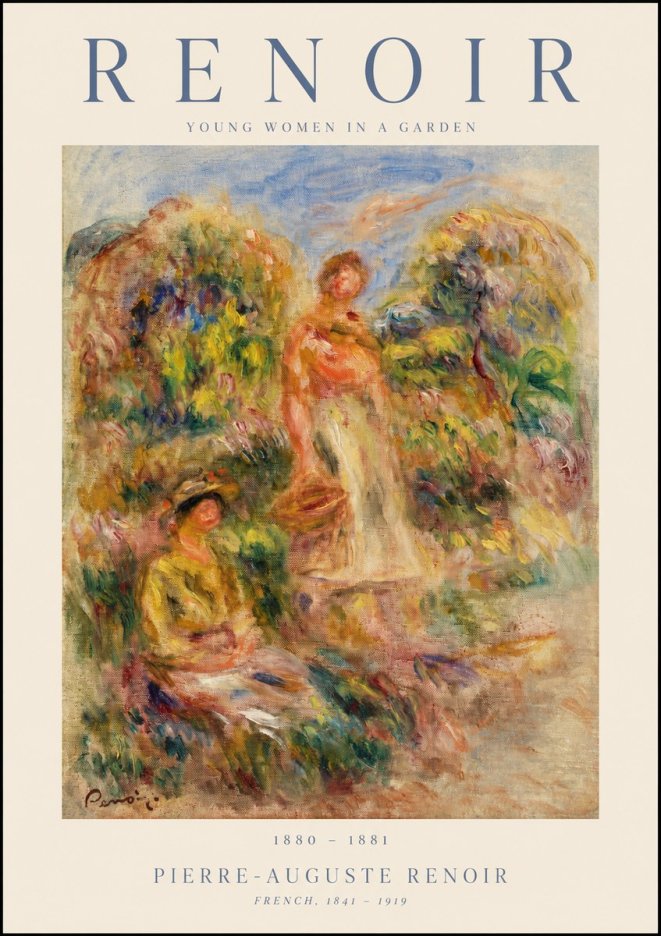 Renoir Young Women in a Garden No1 - Poszter