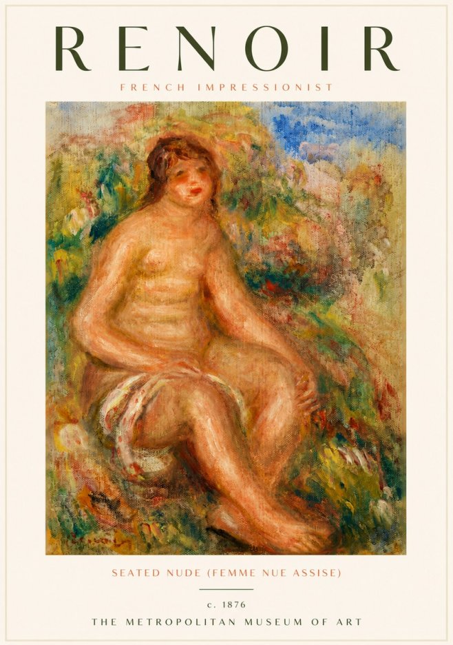 Renoir Seated Nude (Femme Nue Assise) No4 - Poszter