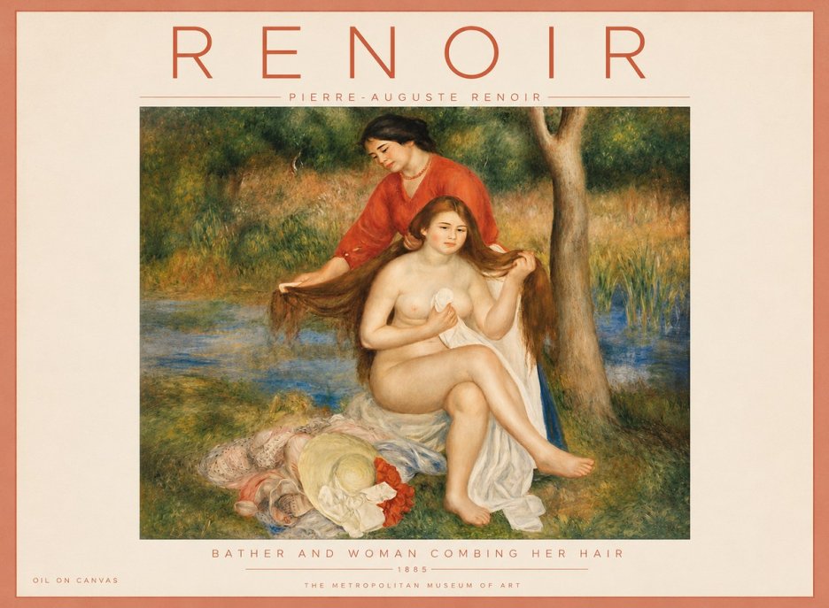 Renoir The Bather and Her Attendant No5 - Poszter