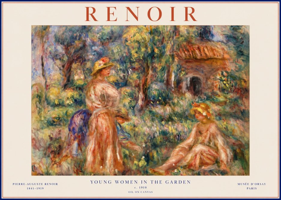 Renoir Young Women in the Garden I No2 - Poszter