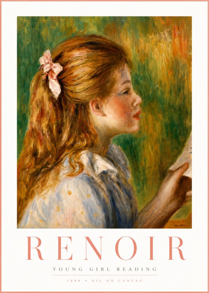 Renoir Young Girl Reading II No3 - Poszter